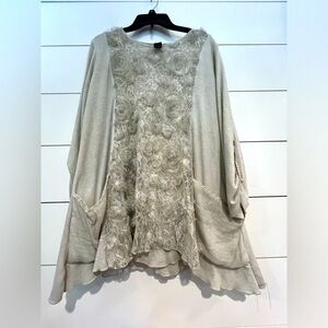 Ali Miles embroidered floral embellished long sleeve blouse sz  XL